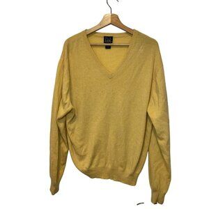 Jos. A. Bank  100 % Cashmere Yellow V-Neck Sweater Mens Large Soft Luxury Knit